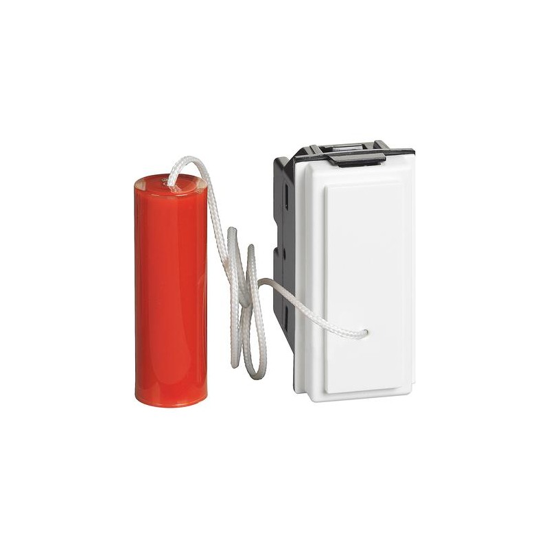 Pulsante a tirante 10 a 250 va.c. 1 p (no) e 1 p (nc) - 1 modulo, bianco 