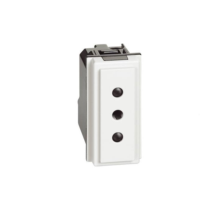 Presa elettrica 2 poli + terra 10a 250vac bianco kw4113 now bticino 