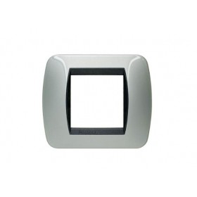 Placca living international 2p alluminio chiaro L4802AL  bticino