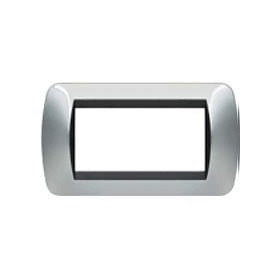 Placca in metallo living international 4p cromo lucido ticino