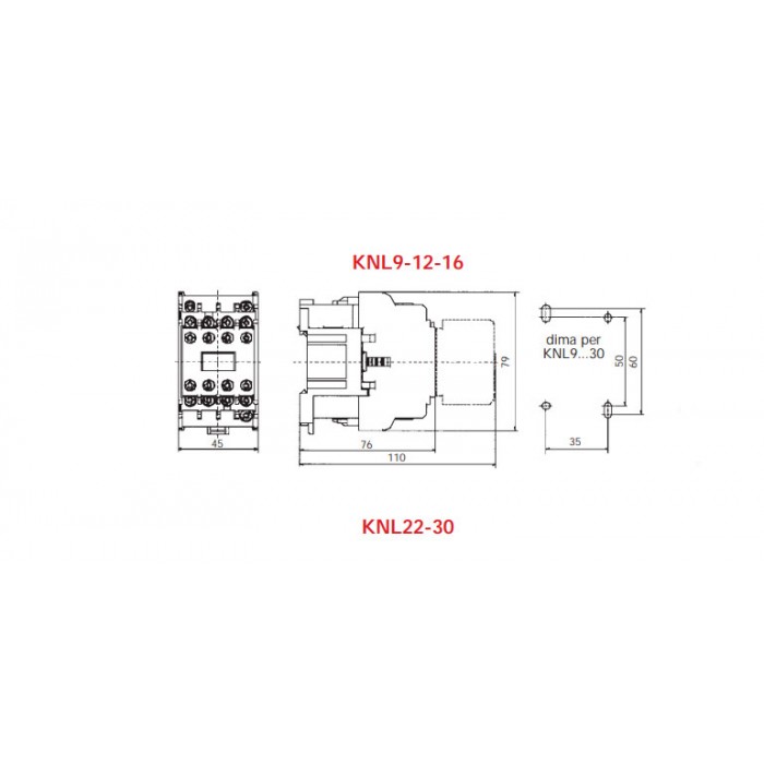 Contattore elettrico di potenza knl 9-10 230v 50/60hz 1100516 wimex 2