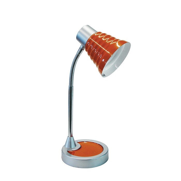 Orange flexible desk lamp with chrome finish e14 leonardo