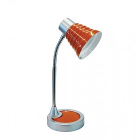 Lampe de bureau flexible orange avec fini chrome e14 leonardo