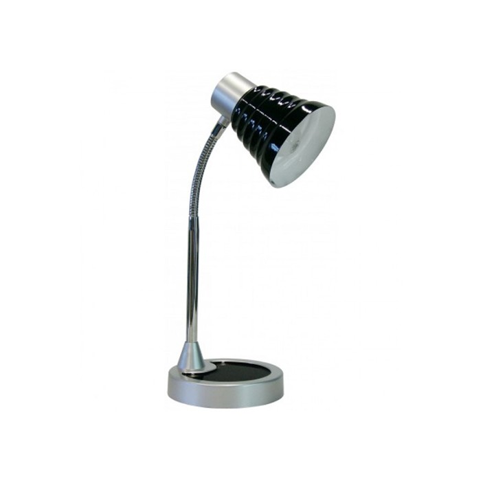Black flexible desk lamp with chrome finish e14 leonardo