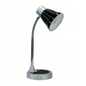 Schwarze flexible schreibtischlampe mit chrom-finish e14 leonardo