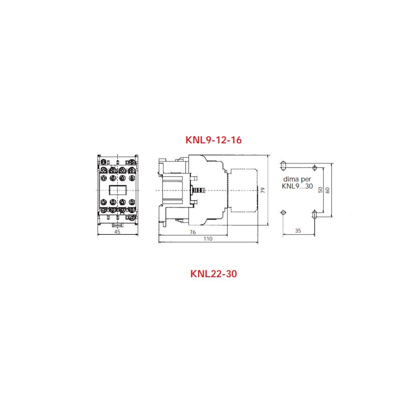 Contattore elettrico di potenza knl 12-10 230v 50/60hz 1100616 wimex