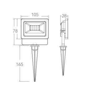 Proiettore led urano da esterno con picchetto nero 10w 700lm