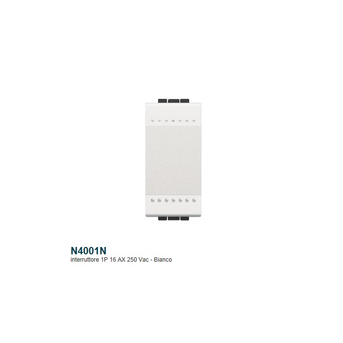 Interruttore elettrico unipolare living light 1p 16a 1m bianco N4001N