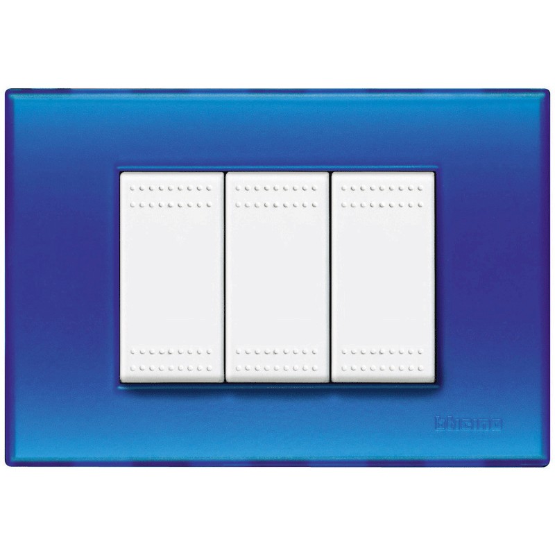 3 light blue living light plate n4803bj bticino...