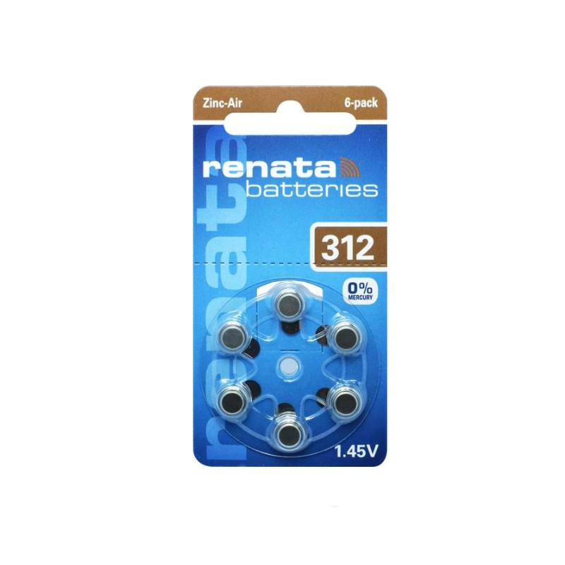 Batteria acustica v312 blister 6pz zinc air...