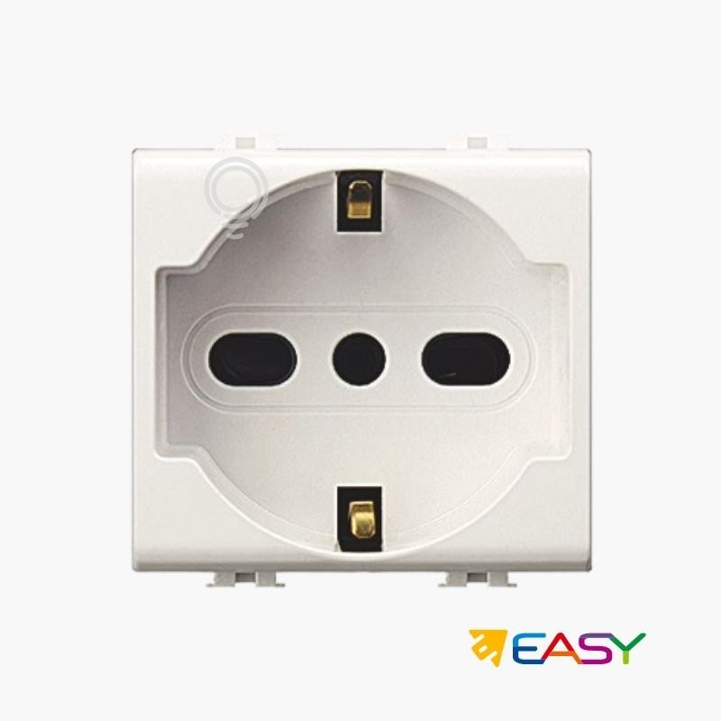 Presa elettrica schuko unel e bipasso bianca 2 poli 16a compatibile matix