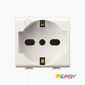 Presa elettrica schuko unel e bipasso bianca 2 poli 16a compatibile matix