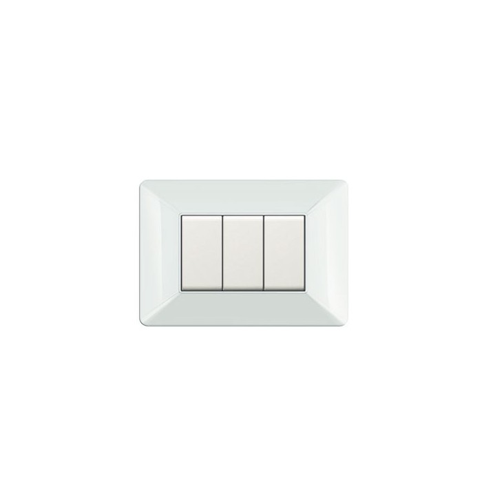 Placca coprinterruttore 3 moduli colore bianco compatibile matix