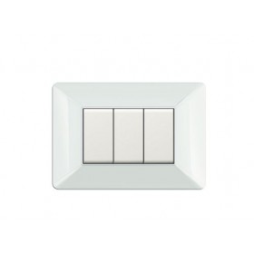 Placca coprinterruttore 3 moduli colore bianco compatibile matix