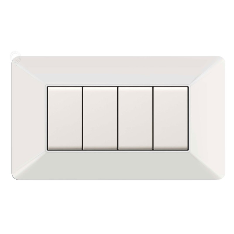 Placca coprinterruttore 4 moduli colore bianco compatibile matix