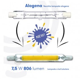 Linear led lamp R7s k4300 halogen type 220-240v 7.5w shot