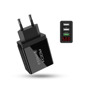 Electric charger 3 usb ports ac100-240v smartphone black