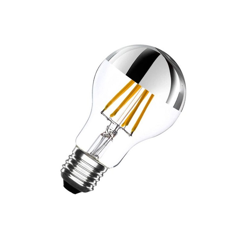 Lampada sfera cupola argentata e27 led 53w 7w 680lm shot 2700k