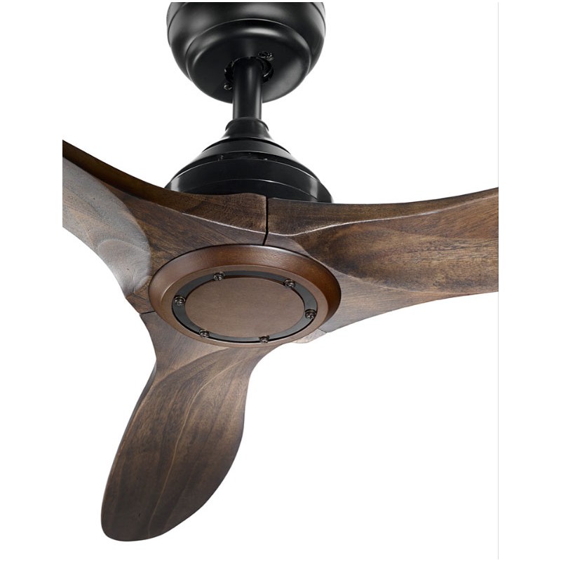 Black metal ceiling fan and wooden blades D130