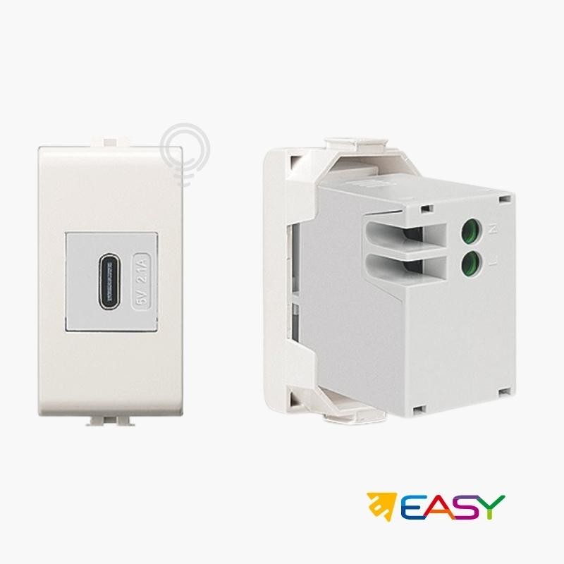 Presa alimentatore USB tipo C 1 modulo aggancio Keystone
