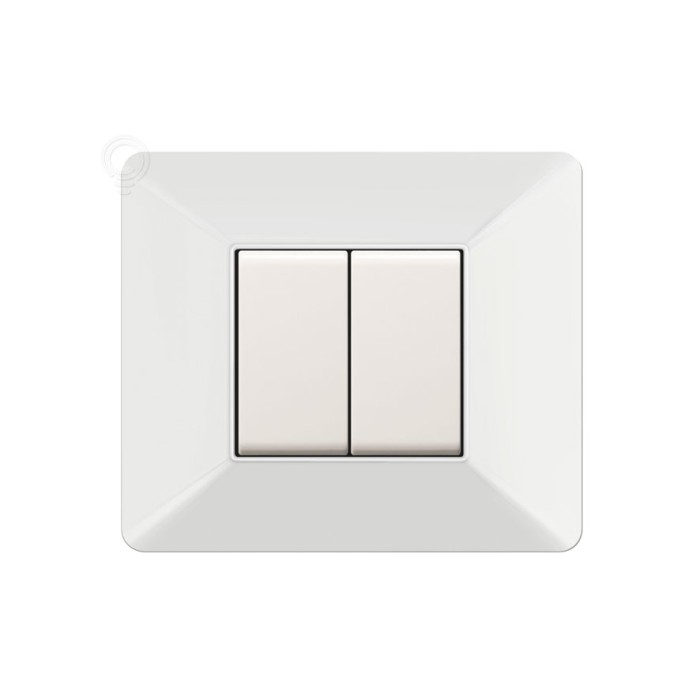 Placca coprinterurttore Easy 2 moduli colore bianco compatibile Matix