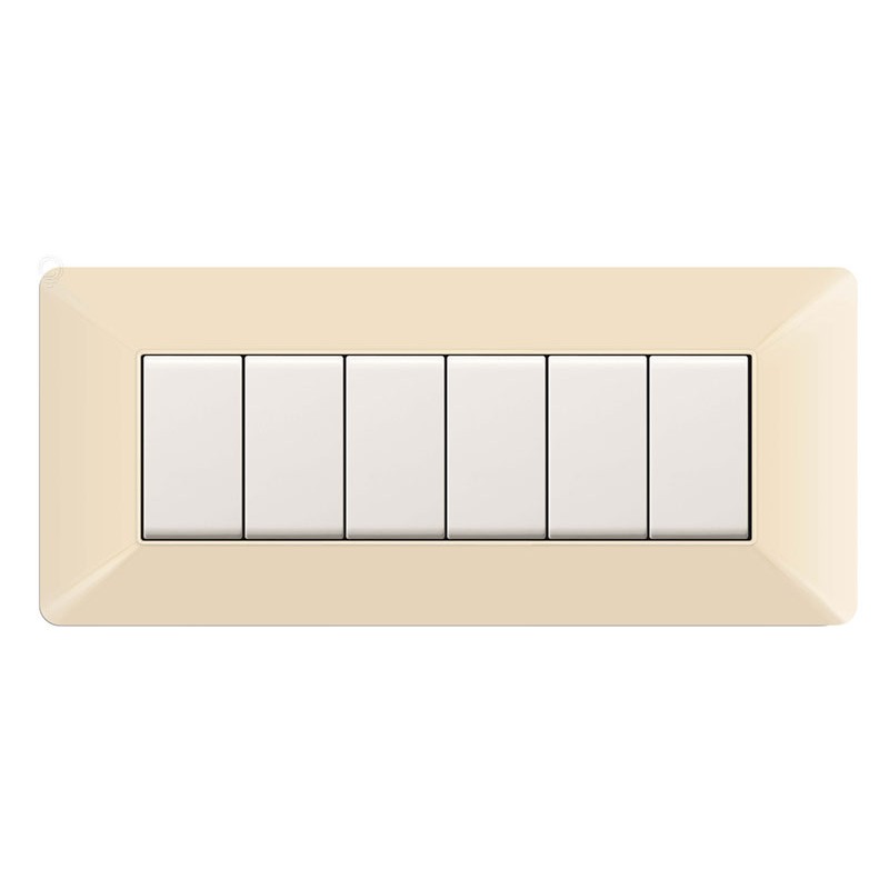 Placca coprinterurttore 6 moduli colore avorio compatibile Matix