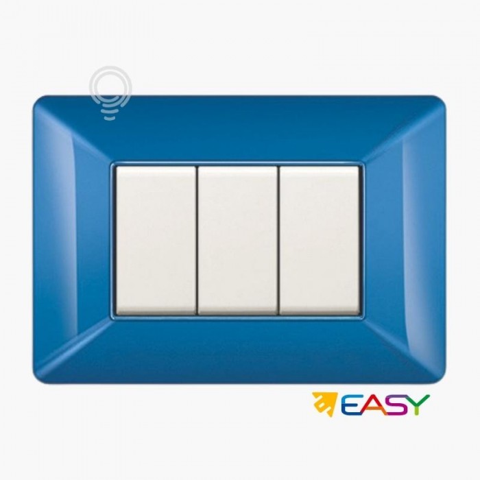 Placca coprinterurttore 6 moduli colore blu compatibile Matix