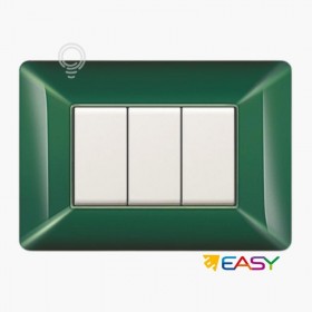 Placca coprinterurttore 3 moduli colore verde scozia compatibile Matix