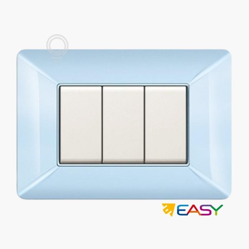 Pastel blue 3-module switch cover plate...