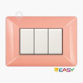 3-module switch cover plate in pastel orange color compatible with Matix