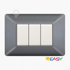 Light gray 3-module switch cover plate compatible with Matix