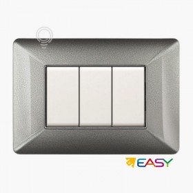 Placca coprinterurttore 6 moduli colore alluminio notte compatibile Matix