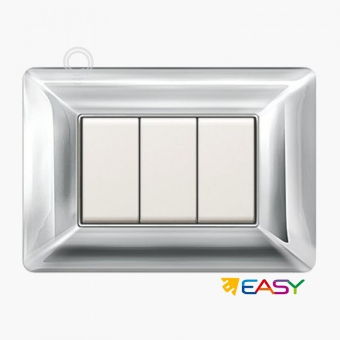 Placca coprinterurttore 4 moduli colore cromo compatibile...