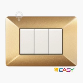 3-module door cover plate, Sand GOLD color, compatible with Matix