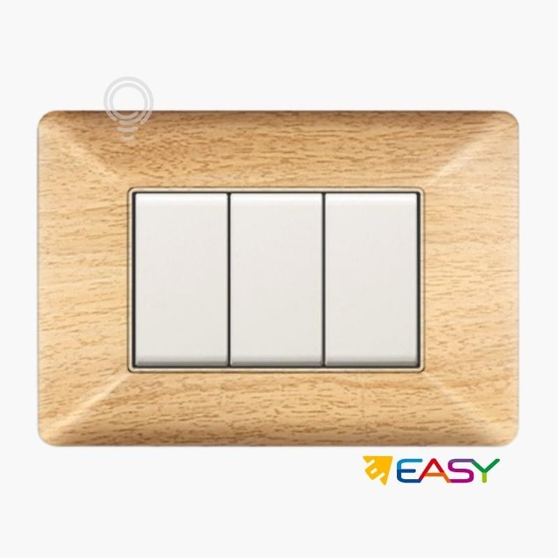 Birch-colored 3-module switch cover plate...