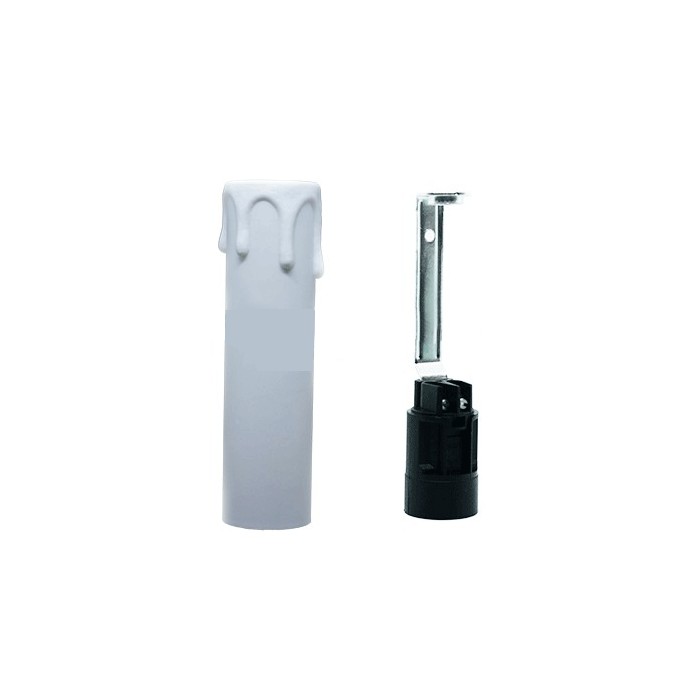 Candela portalampada plastica lampadario h100 bianco 1202bi 