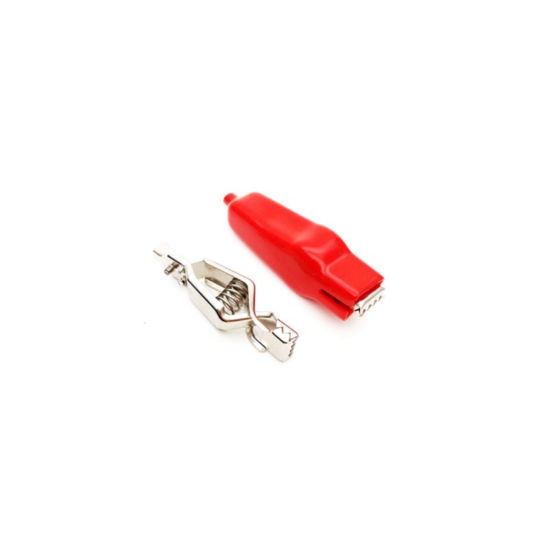 Red insulated jaw electric alligator clip 65mm 10a
