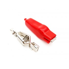 Red insulated jaw electric alligator clip 65mm 10a
