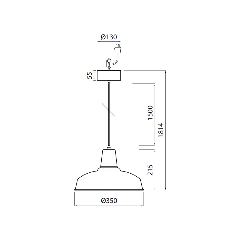 Suspension Loft35 1 x E27 Max 60w blanc
