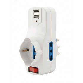 Prise adaptateur électrique tournante 3prises 2 interrupteur usb 8017usb