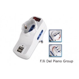 Prise adaptateur électrique tournante 3prises 2 interrupteur usb 8017usb