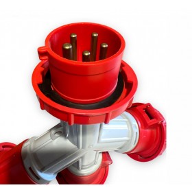 Adattatore elettrico CEE 220v 32A 3uscite rosso 4P+T Elettrocanali 