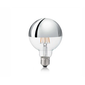 Kugelförmige Glühbirne D.95 E27 8 W, silberne Kuppel, 520 lm, 3000 K