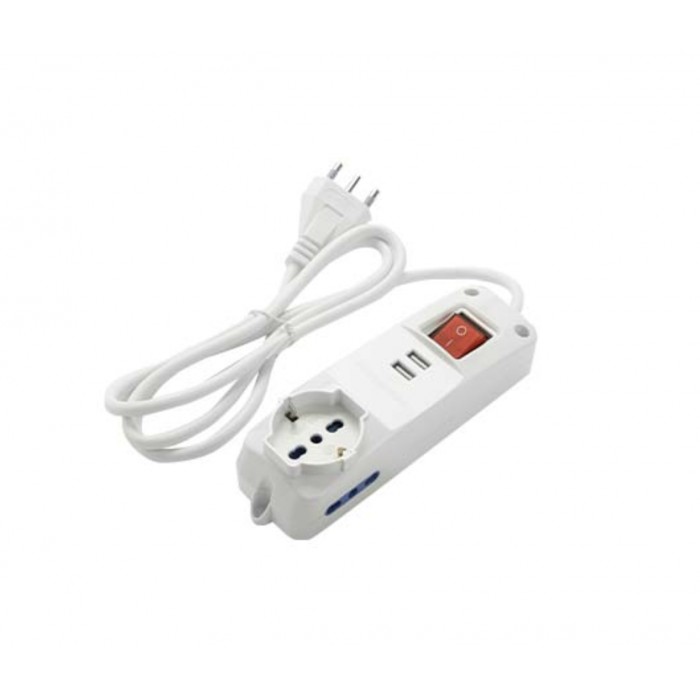 3-fach Steckdosenleiste mit 2 USB und Schalter