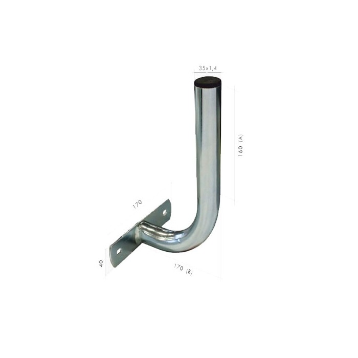 Rohrwandhalter 90° cm17 Platte 170x40x4 Rohr 35x1,4 verzinkt