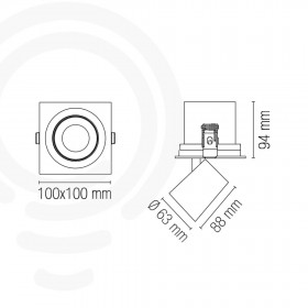 Encastré blanc extractible led en aluminium 15w 1375lm 4000k 10x10x9 4 cm