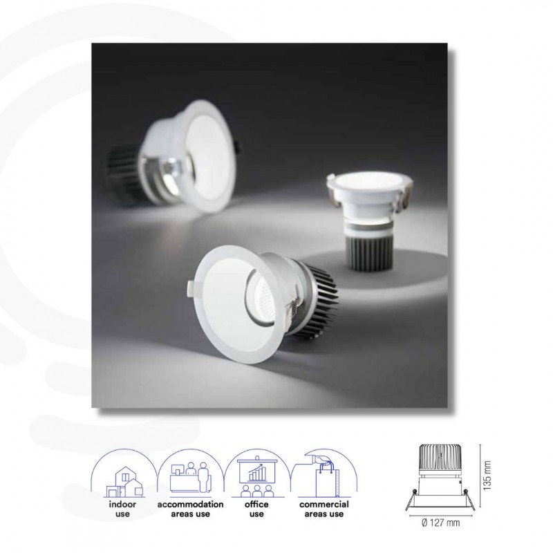 Faretto a incasso led bianco in alluminio 10w...