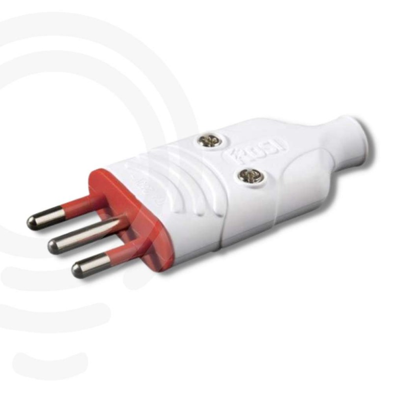Spina in gomma antischiacciamento 10A 250V Bianco