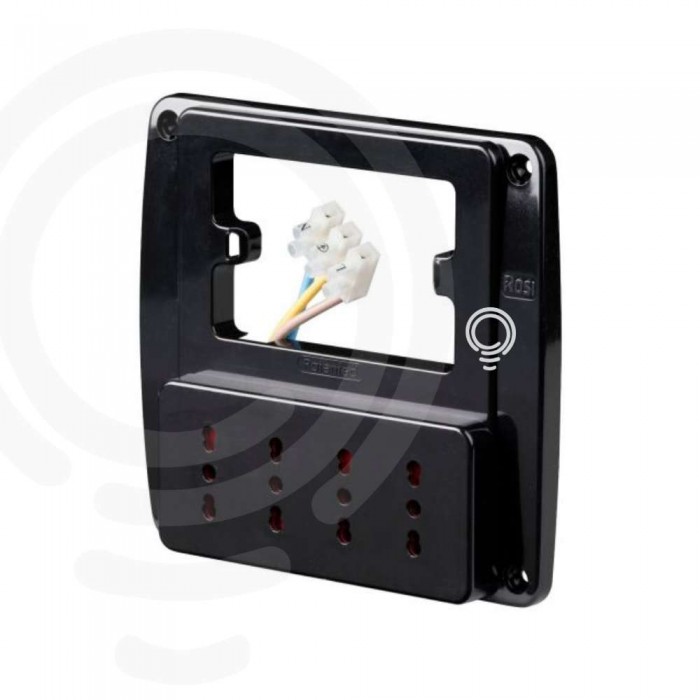 Schwarze Steckdosenleiste mit 4 bivalenten 10/16A Steckdosen