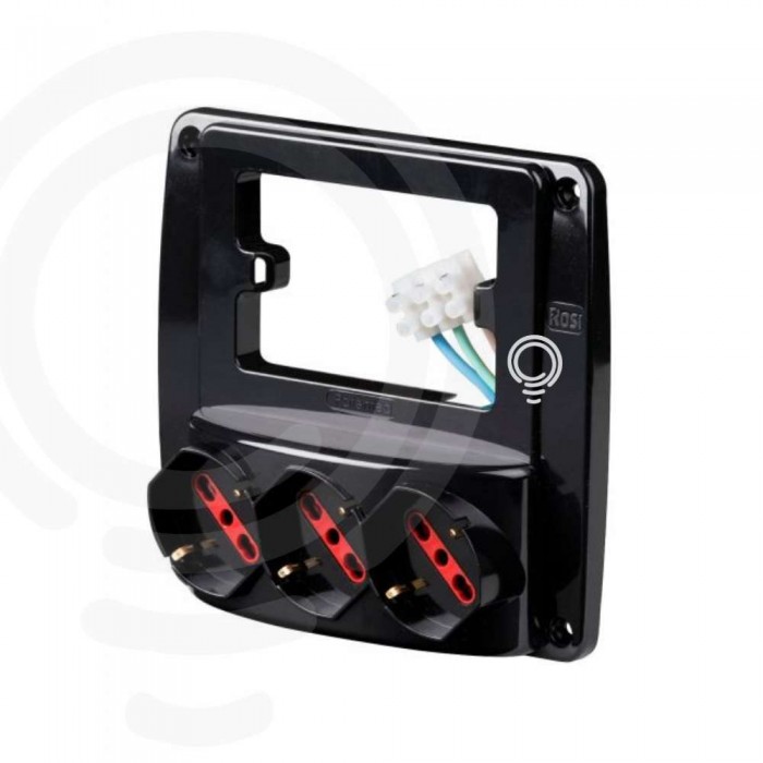 Multiprise noire avec 3 prises schuko 10/16A bivalentes